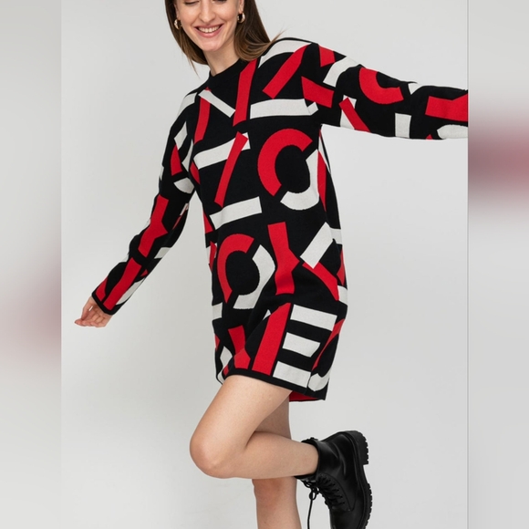 KENZO Women’s Small Logo All Over Print Knit Sweater Dress - Picture 1 of 9